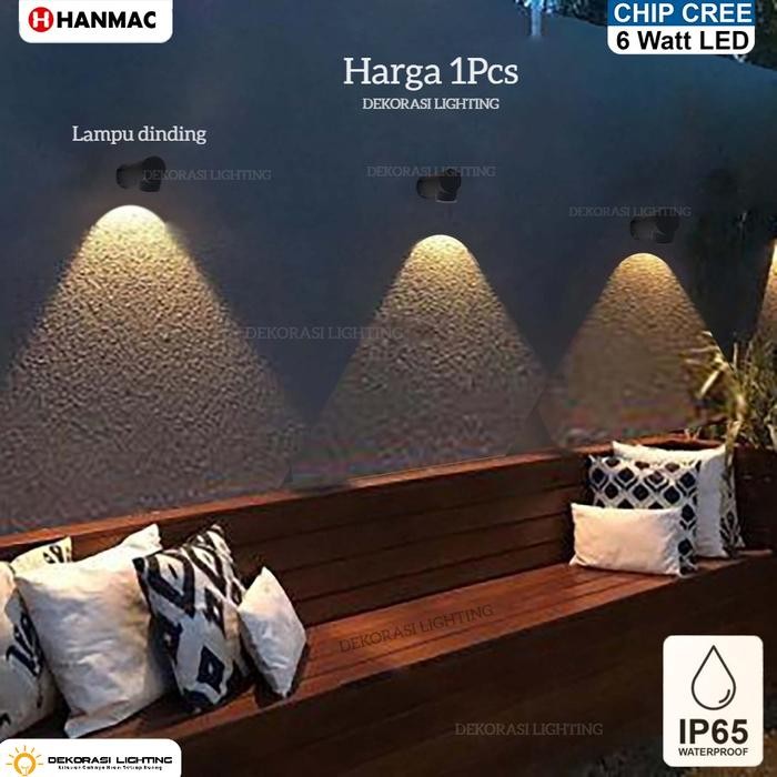 Lampu dinding taman pilar sorot led 6w stand outdoor waterproof dekor