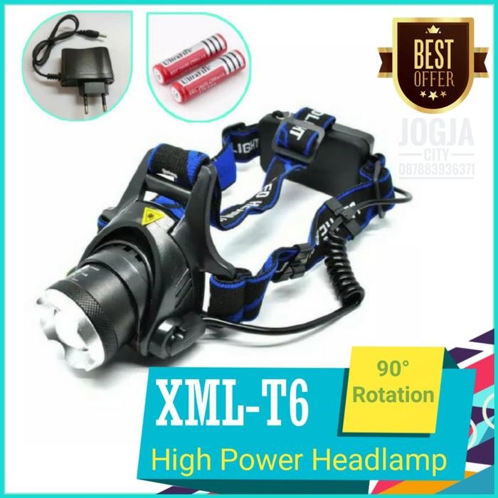 Ready Paket Senter Kepala senter led / Headlamp LED Cree XML-T6 komplit