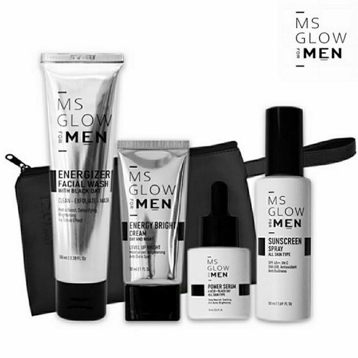 MS GLOW MEN PAKET LENGKAP ORIGINAL 4 IN 1 FREE POUCH PERAWATAN WAJAH