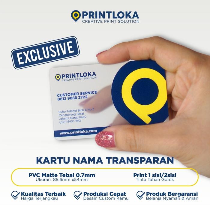 

New Print Kartu Nama Transparan Eksklusif Exclusive PVC DOFF/MATTE Card