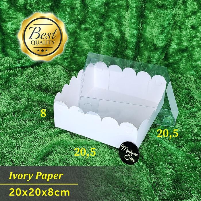 BOX MIKA PUTIH - DUS BOLU - KOTAK BROWNIES - KARDUS 20x20x8