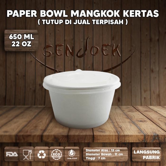 PAPER BOWL + TUTUP ALL SIZE PAPER RICE BOWL MANGKUK KERTAS PUTIH