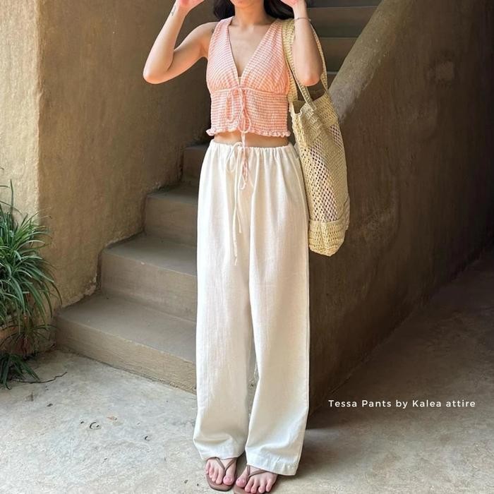 Tessa Linen Pants trousers by kalea attire Celana panjang wanita Celana pantai wanita Beach Pants