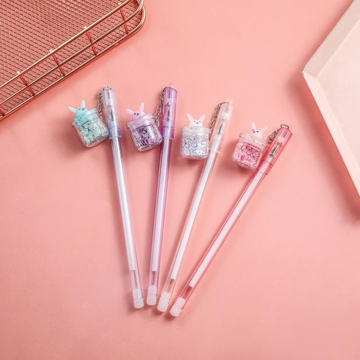 Pulpen Gantungan Botol Kelinci Fancy Gel Pen Pendant Gantung Pena Bolpen Bulpen Aesthetic