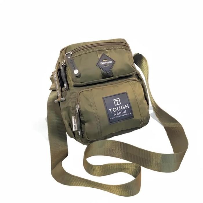 Terbagus Shine Bags Tas Selempang Bahu Tough Warrior 6132 Anti Air Parachute Import Hitam Army Kulit