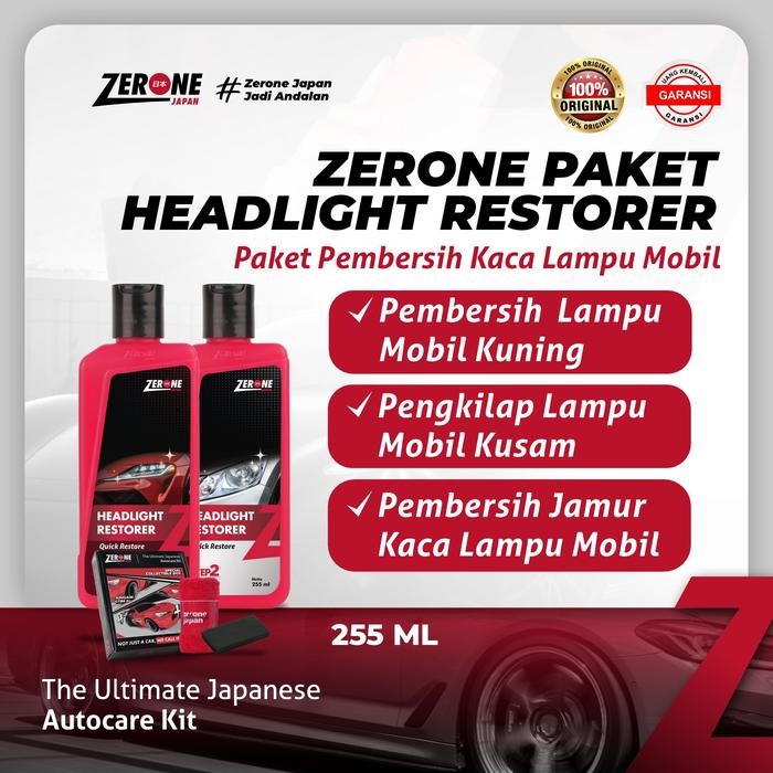 PROMO Zerone Headlight Restore Pengkilap Lampu Pembersih Mika Mobil Anti Kusam & Menguning
