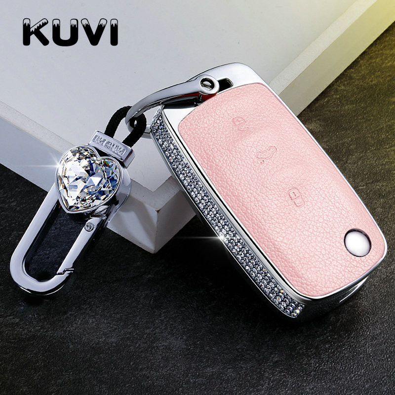 Diamond Leather Car key Cover Case Car Key Bag Fit for VW Volkswagen