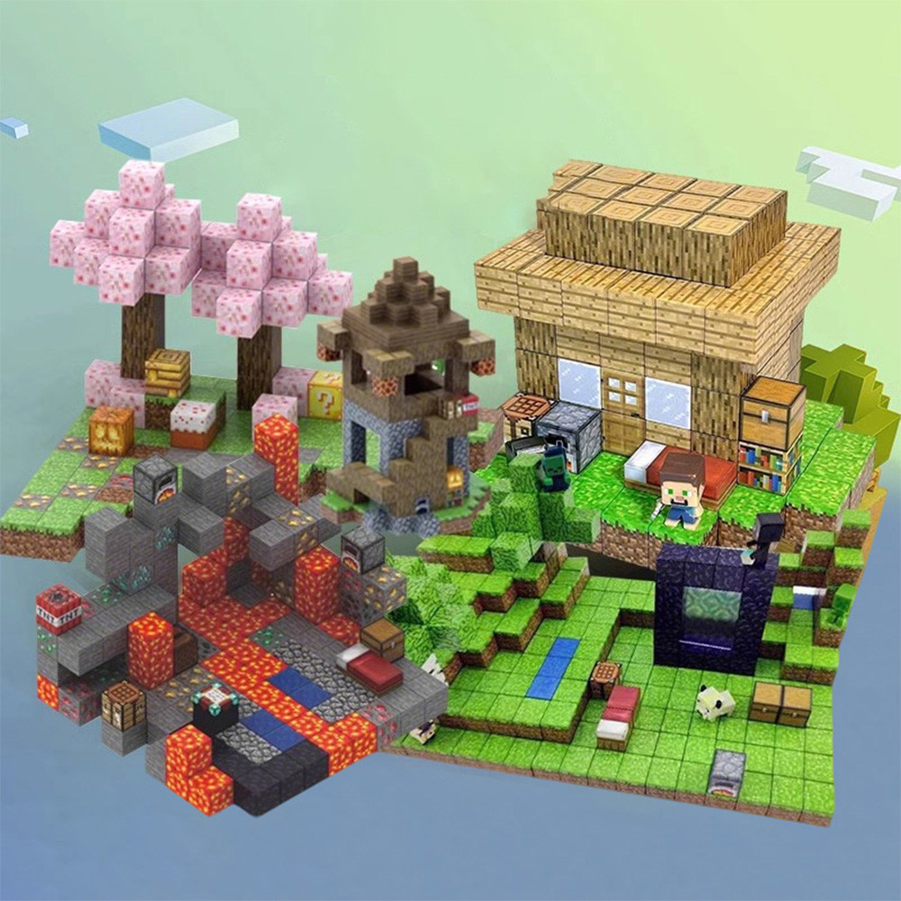 100pcs DIY Magnetic Block Blocks Mini World Magnetic Block Magnetic Blocks Puzzle Mine Diamond Build