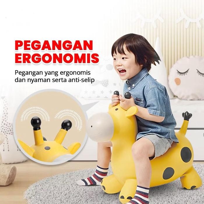 Mainan Kuda Kudaan Karet Jumping Animal Horse Mainan Anak Tunggang Kuda Sapi Rusa Karet Loncat