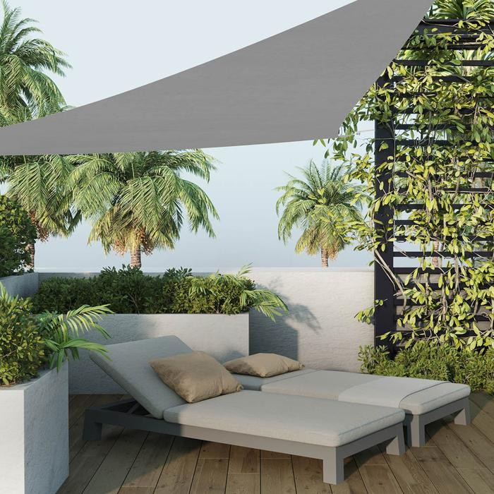 Azko Soleil 5 Mtr Kanopi Taman Triangle - Abu-Abu Muda Canopy Atap Teras Dekorasi Taman Garden