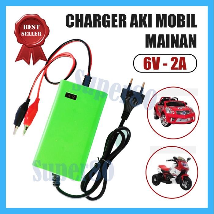 Charger Accu 6V 2A Untuk Mainan Mobil Motor Anak Alat Cas Casan Aki Led Kecil Portable