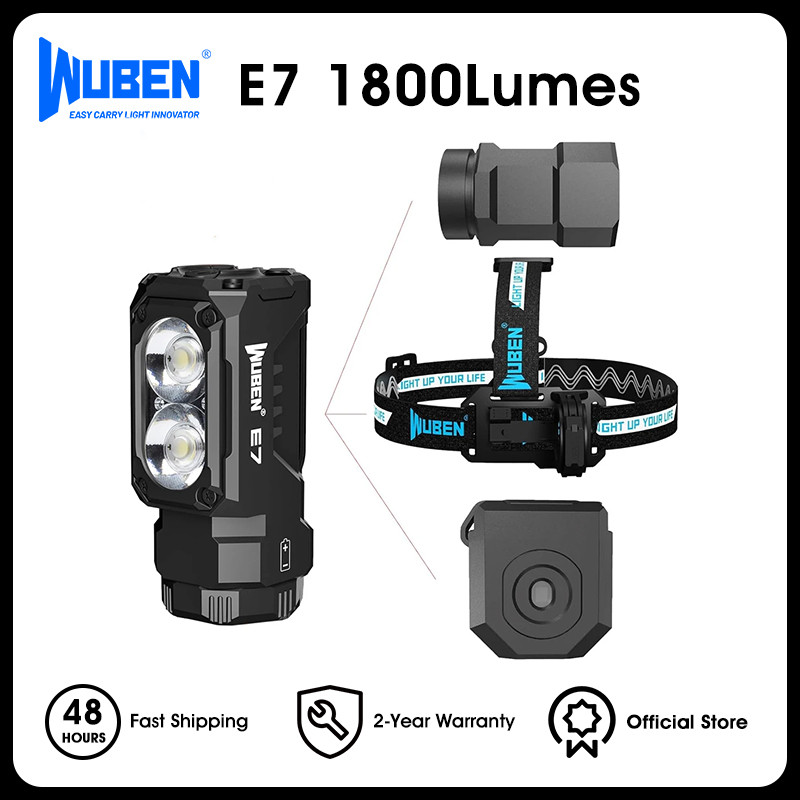 2024 WUBEN E7 1800 Lumen Rechargeable Mini Flashlight 6 Modes EDC Flashlight Torch Typ-C