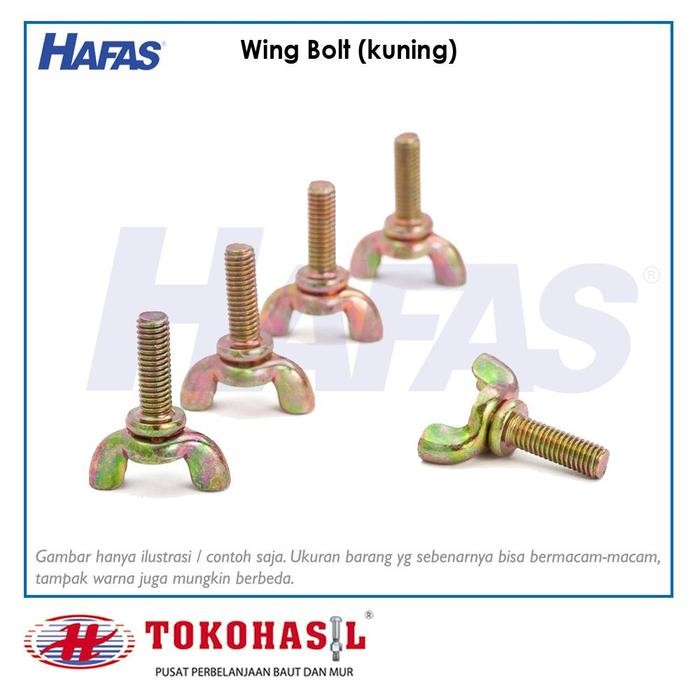 Wing Bolt M4 x 15 P070 kuning (Baut Kuping Kupukupu) 25 pcs