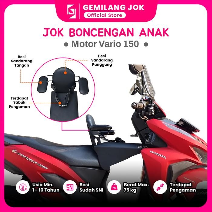 Kursi Jok Boncengan Anak Dudukan Portable Motor Matic HONDA Vario 150 - Dilengkapi Besi Sandaran