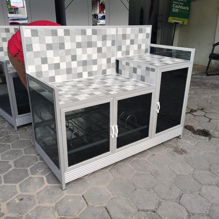 rak kompor 3 pintu bahan alumunium