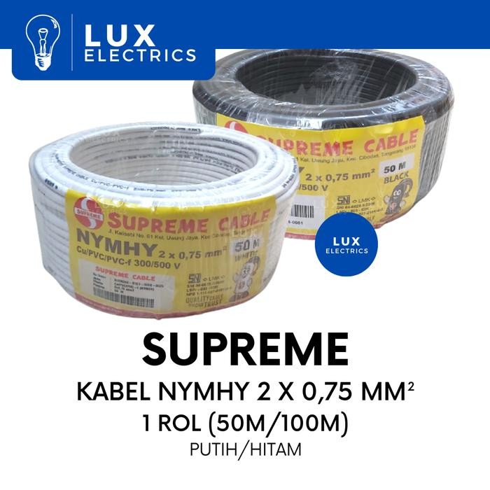 Kabel Nymhy 2 X 0,75 Mm 1 Rol 50/100 Meter Supreme /2X0,75