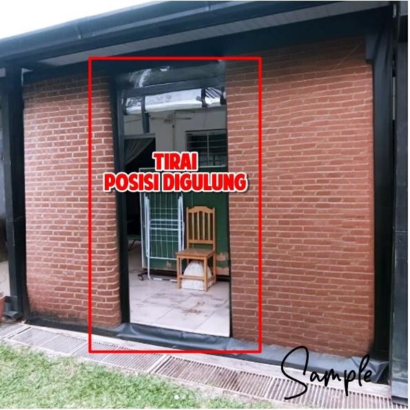 Tirai Plastik Transparan Penahan Air Hujan / Tirai PVC Outdoor Meteran