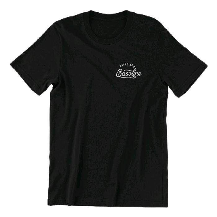 Kaos Caffeine And Gasoline Motorcycle Vintage Retro Black Tee T-Shirt Unisex