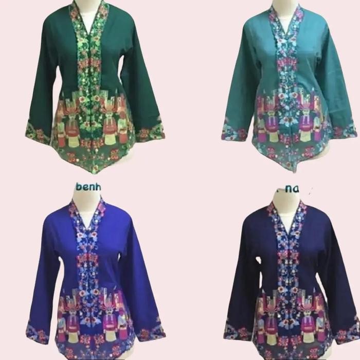 SIAPKIRIM Benhur Navy Kebaya Encim Ondel Ondel Betawi Hijau Tosca Biru Benhur Navy Bahan Katun