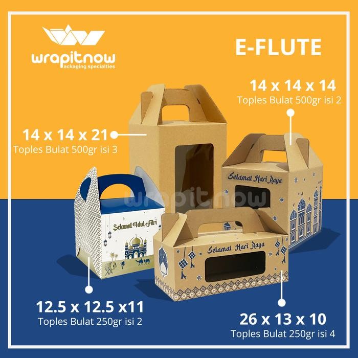 4psy- (20 Pcs) Box Eflute 25.5X13.5X10 Dus Toples Lebaran Natal Imlek Gable Box Hampers