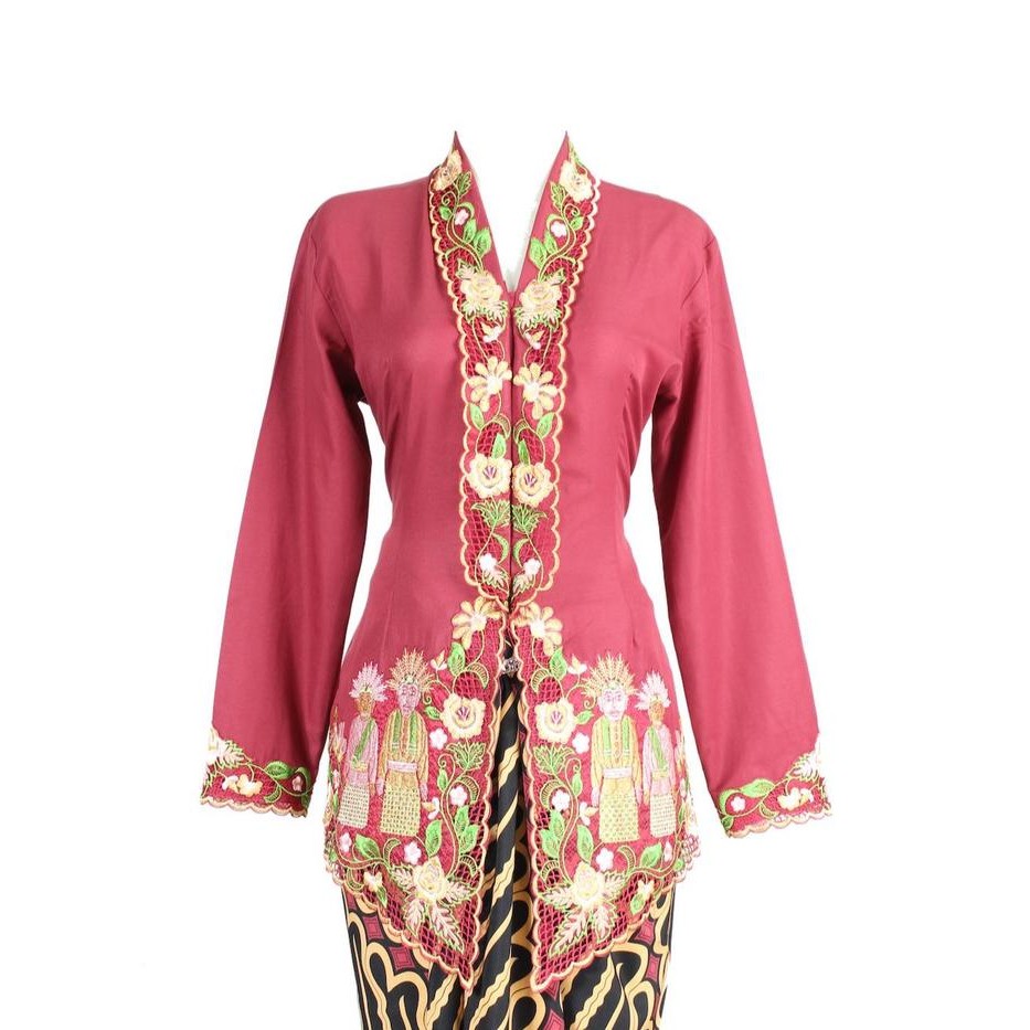 ASLI Kebaya Encim Ondel Ondel Jakarta Katun Merah 710 READY STOCK