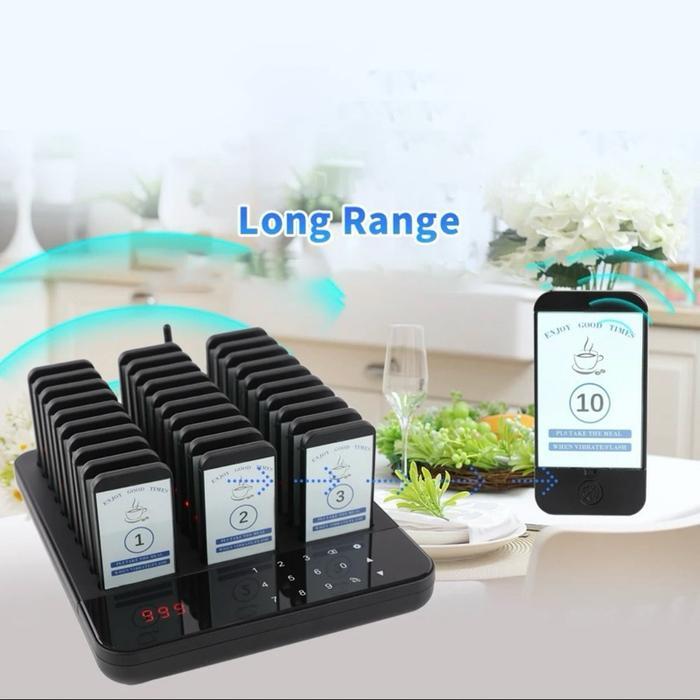 WIRELESS CALLING SYSTEM RESTAURANT MESIN PANGGIL ANTRIAN PAGER QUEUE BELL CALL ALARM BEL CAFE