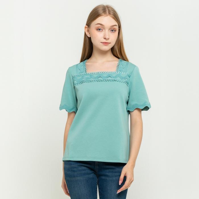 N2 Blouse - Blus Atasan Wanita Kaos Brukat 29729 - Hijau Mint, M (T2)