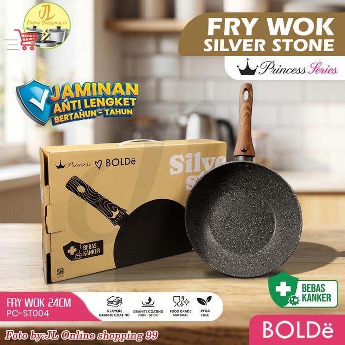 BOLD PANCI FRY PAN GRANITE ANTI LENGKET 24CM SILVER STONE PRINCESS SERIES INDUCTION BOTTOM / WAJAN