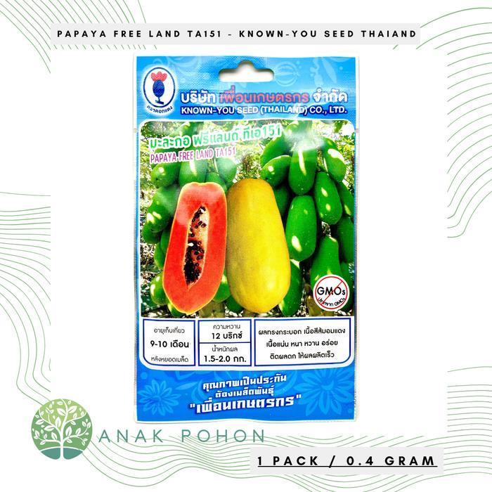 (1 PACK) Papaya Free Land TA151 Pepaya Thai Manis Seeds - Known-You Seed Thailand - 0.4 GRAM Benih