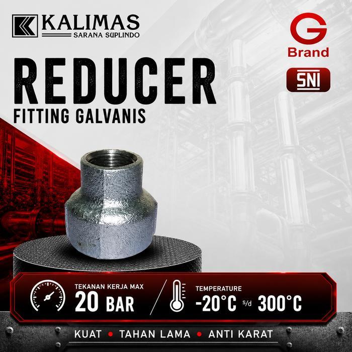 Reducer / V. Sock Galvanis Besi D. 2" X 1" Drat Bspt (G) Sambungan Fitting Pipa Besi Pasti Promo