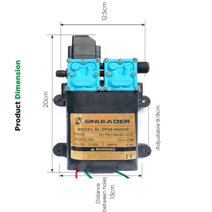 Pompa Dual Pump Dc 12V Sinleader Sl-Dp24 141 Psi Motor 4949 Terbaru 