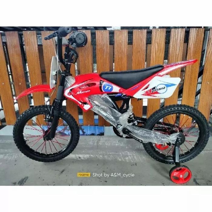 Sepeda anak bmx montana cross trail 18" sepeda bmx motocross monoshock - Merah