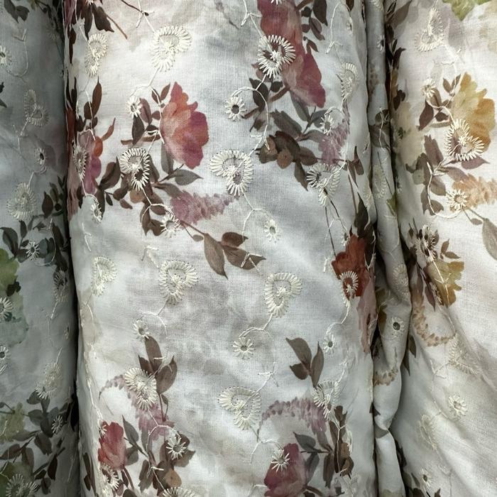 Katun bolong bordir- motif bunga sakura- trendi- gamis tunik