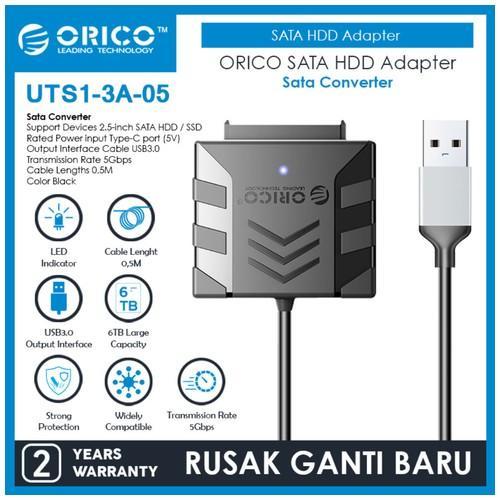 Orico Uts1-3A-05 Adaptor Hdd Sata Ke Usb 3.0 5Gbps Kabel 0.5M Garansi 2 Tahun Rusak Ganti Baru