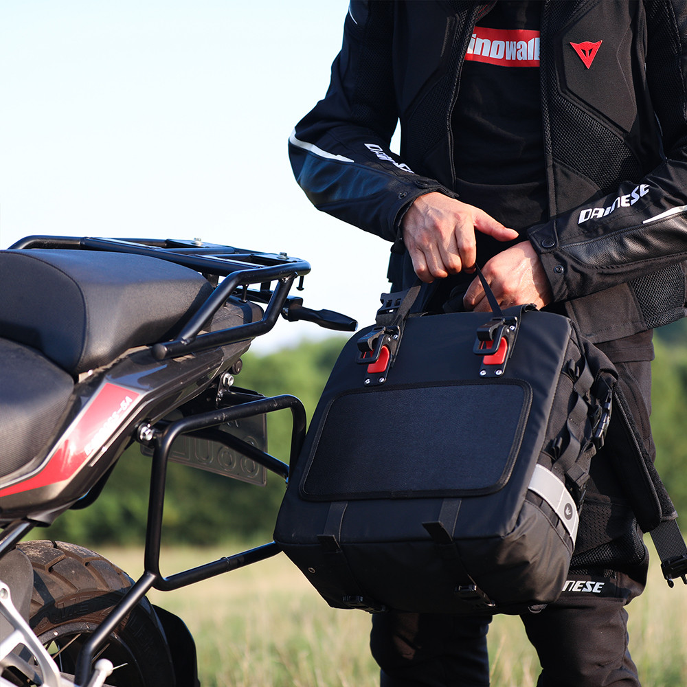 Rhinowalk Motorcycle Side Bag Fully Waterproof Inside 20L Expand 30L Universal Hook Saddle Bag With