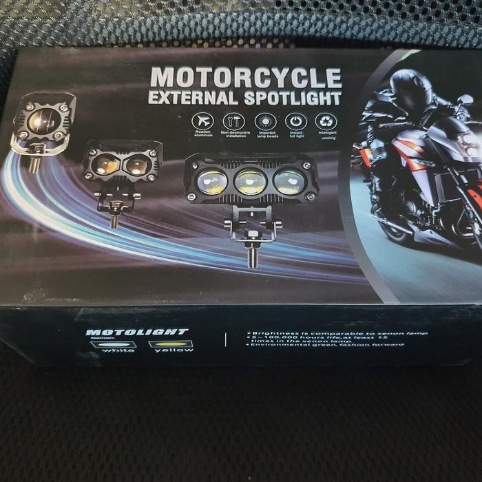 Led Mini Projie 3 Mata Lampu Tembak Mini Projector 3 Lens Kuning Putih