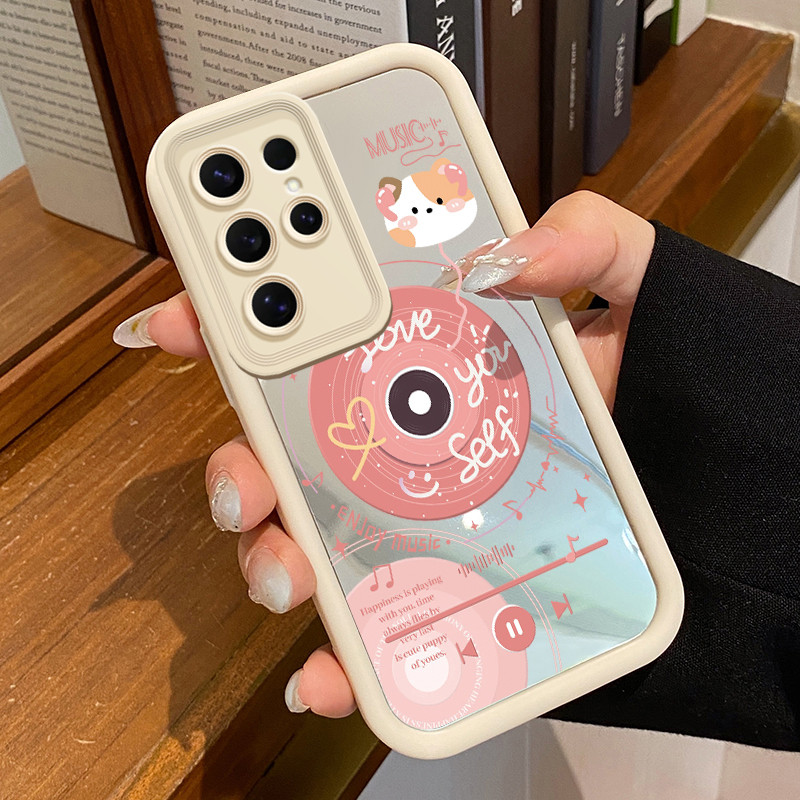 Casing Hp Untuk Samsung S25 Ultra Case Softcase Casing HP CD Music kuning Silikon Mirror Kesing Pons