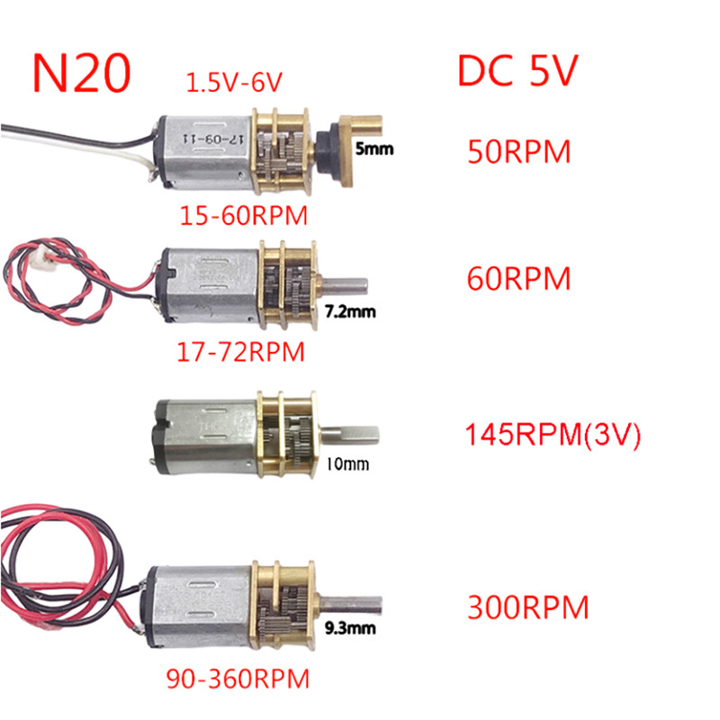 NEW Micro 12mm N20 Gear Motor DC 3V-6V 15RPM-300RPM Slow speed Mini Full Metal Gearbox Gear Electric