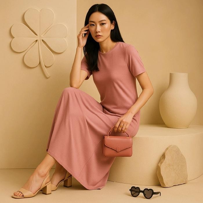 Femme Fatale - Manset Gamis Kaos Lengan Pendek Jadeclover T192 Baju Panjang Wanita