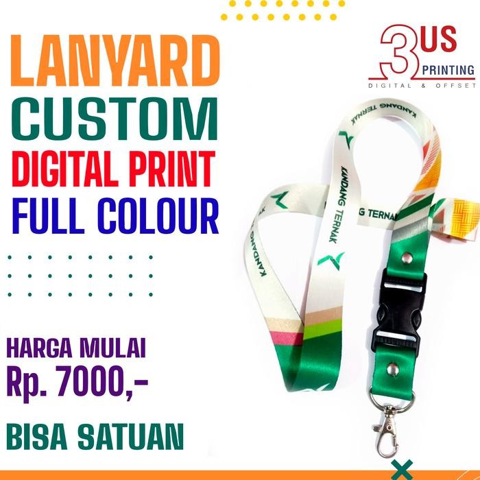 

New TALI LANYARD PRINTING CUSTOM FULL COLOUR LEBAR 2.5cm MURAH