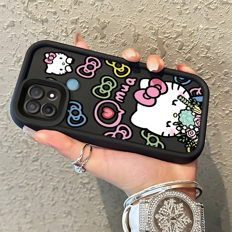 Casing Hp OPPO A15 A15s A35 Case Softcase Kesing Pola Anak kucing dengan busur Casing silikon Cantik