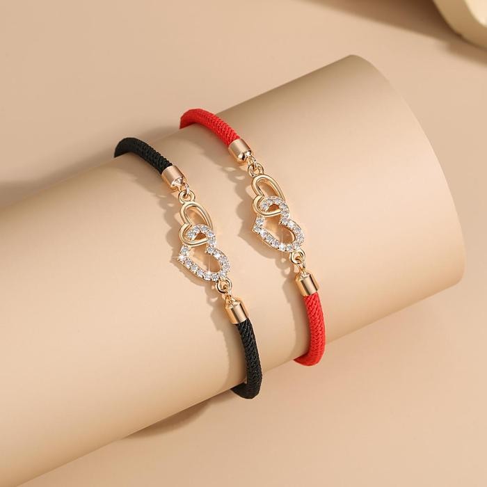 

New Y664 Gelang Tali Wanita Hati Liontin Charm Tali Busana Gelang Aksesoris Bracelets Bracelet