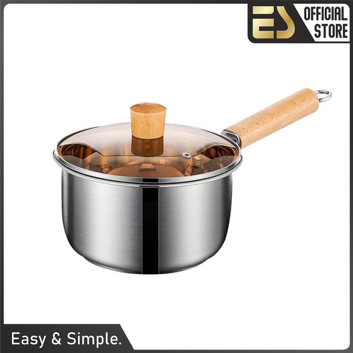 Es Panci Sup Panci Mie Stainless Steel Dengan Tutup Kaca Anti Karat Untuk Masak Soup Dan Pasta -