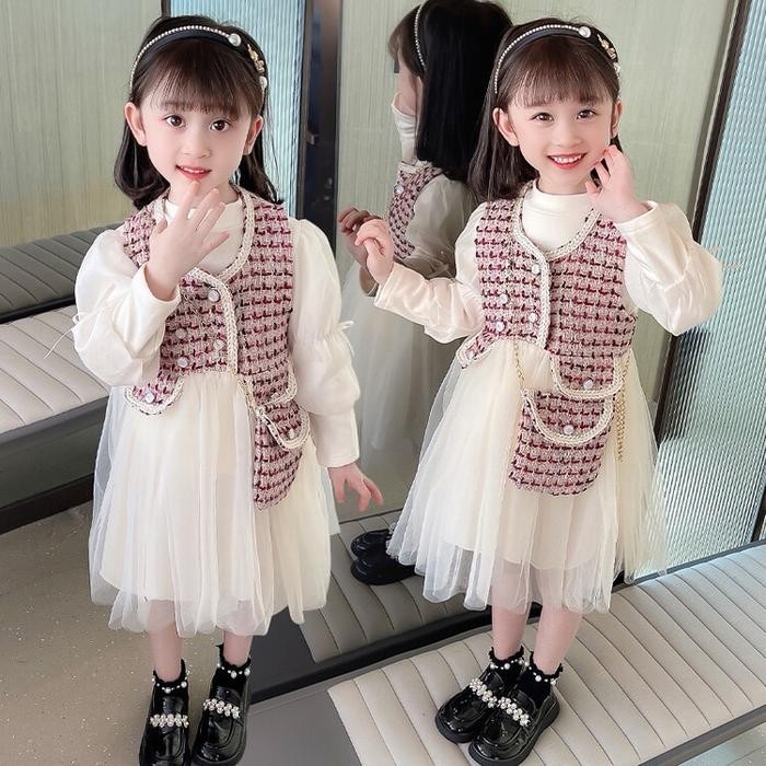 Nevada Kids - Alafa A091 Anak Perempuan Import Free Tas Hijau Sage Pink 1-4 Tahun Katun Lengan