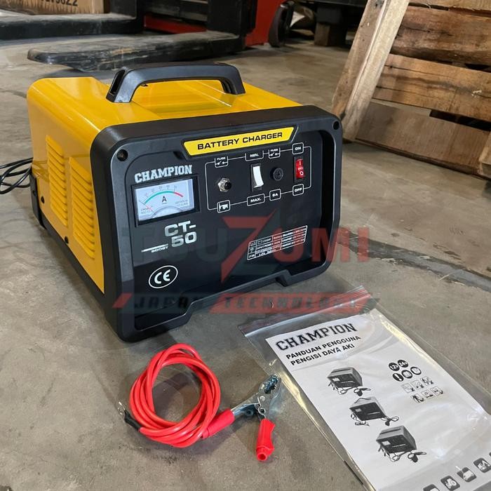 Charger Aki Mobil Motor 50 Ampere 12 - 24V Champion CT50 USA Technology / Battery Charger Aki