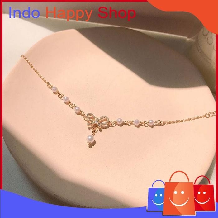 

New Gelang Tangan Cantik Motif Tali Simpul Bandul Permata Cantik 1220