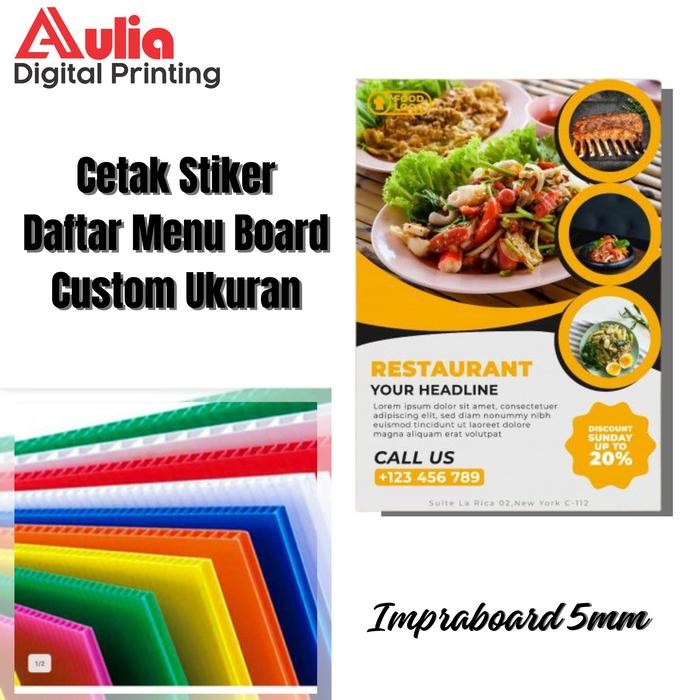 

Cetak Daftar Menu Board A3+ Papan Menu Menu Resto Custom 1 Sisi