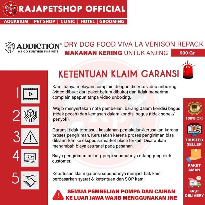Chocolatoslatoe ( Pakan ) Addiction Dog Viva La Venison Repack 900 Gr Makanan Anjing Grain Free