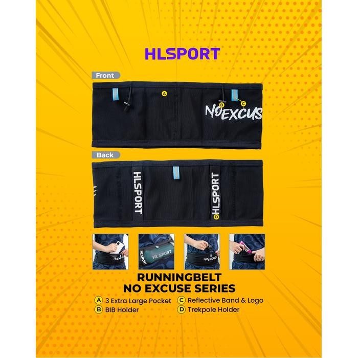 No Excuse Running Belt Tas Pinggang Lari Hlsport Ringan Anti Goyang