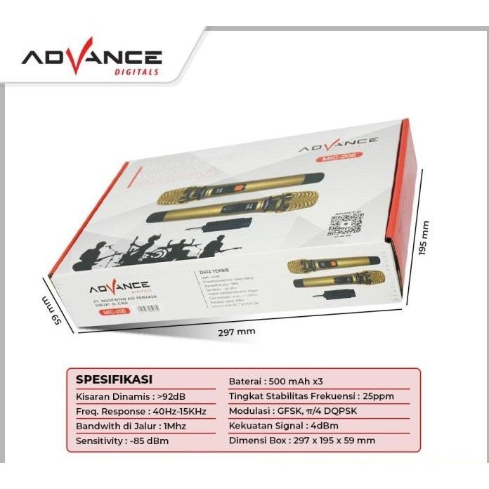 Mic Wireless Advance Microphone Tanpa Kabel Isi 2 Gold Dicas Original
